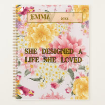 Personlig Blommigt Planner - eget namn och inspir