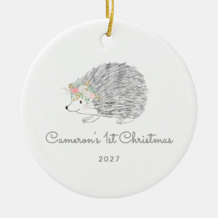 Personlig Blommigt Porcupine Cute 1:a jul Julgransprydnad Keramik