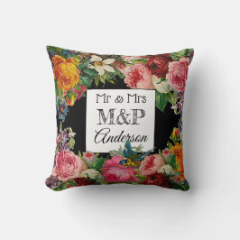 Personlig Blommigt Ro & Bird Bröllop Pillow Kudde