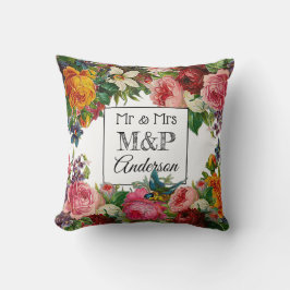 Personlig Blommigt Ro & Bird Bröllop Pillow Kudde