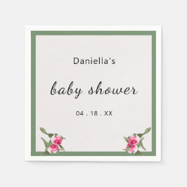 Personlig Blommigt Spray Baby Shower Pappersservett