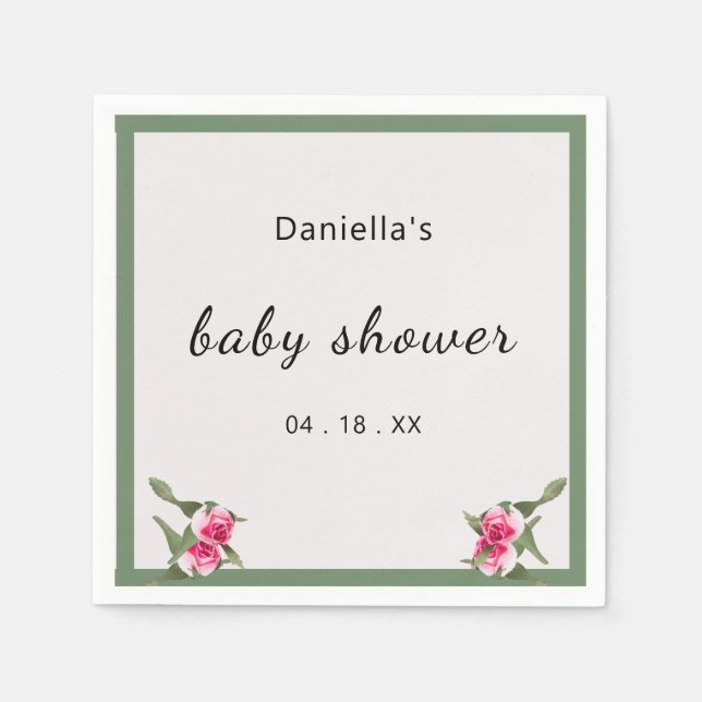 Personlig Blommigt Spray Baby Shower Pappersservett (Framsidan)