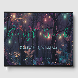Personlig Blommigt Spray Fantasy Grönt Guestbook Gästböcker