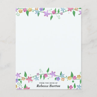 Personlig Blommigt Stationery från skrivbordet