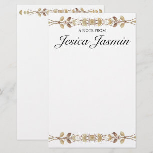 Personlig Blommigt Stationery med Namn Brevpapper
