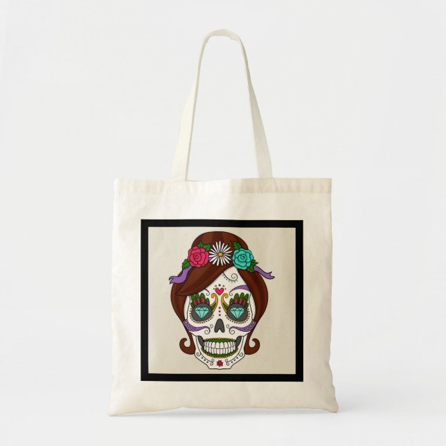 Personlig Blommigt Sugar Skull Tool Bag Tygkasse (Framsidan)