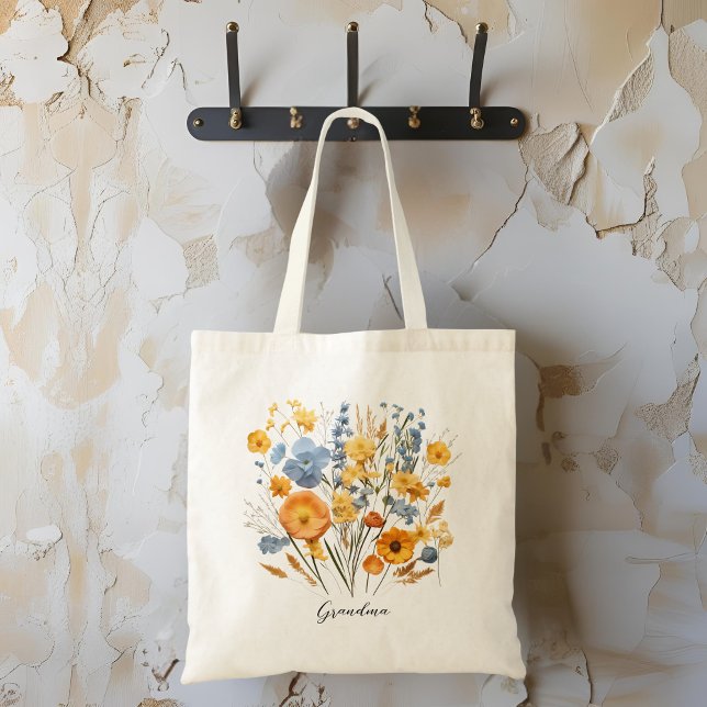 Personlig Blommigt Tote Bag för Grandma Tygkasse (Skapare uppladdad)