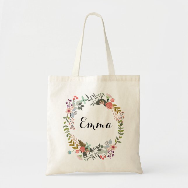 Personlig Blommigt Tote Bag Tygkasse (Framsidan)