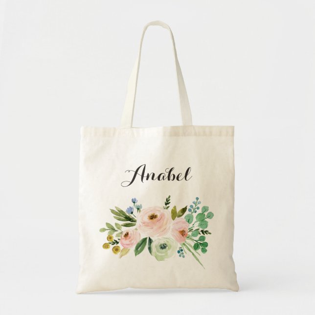 Personlig Blommigt Tote Bag Tygkasse (Framsidan)