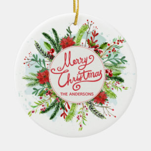 Personlig Blommigt Utandning jul Ornament
