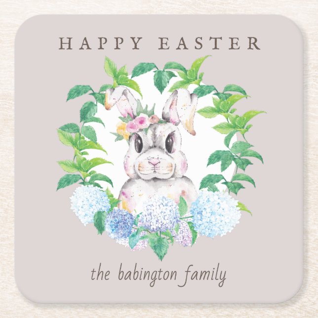 Personlig Blommigt Utandning Påsk Underlägg Papper Kvadrat (Framsidan)