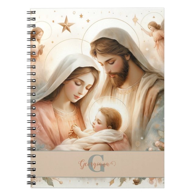 Personlig Blommigt Vattenfärg Baby Jesus Nativitet Anteckningsbok (Framsidan)