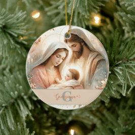 Personlig Blommigt Vattenfärg Baby Jesus Nativitet Julgransprydnad Keramik