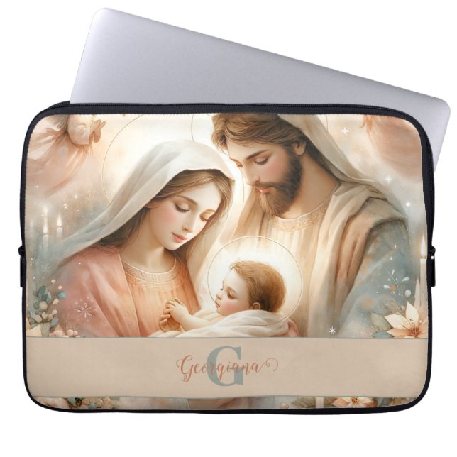 Personlig Blommigt Vattenfärg Baby Jesus Nativitet Laptop Fodral (Framsidan)
