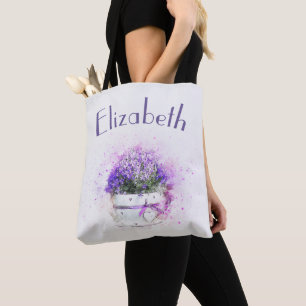 Personlig Blommigt VattenfärgsLila Lilac Tygkasse