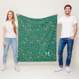 Personlig Blommigt vattenfärgsmonogram Fleecefilt