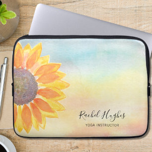 Personlig Blommigt Yoga Instructor för vattenfärg Laptop Fodral