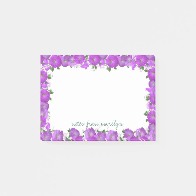 Personlig Blommigtar för flerfärgad Lila Post-it Block (Framsida)