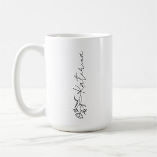 Personlig Blommigten Namn Kaffemugg