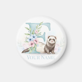 Personlig blommonogram 'F' med söt iller Magnet