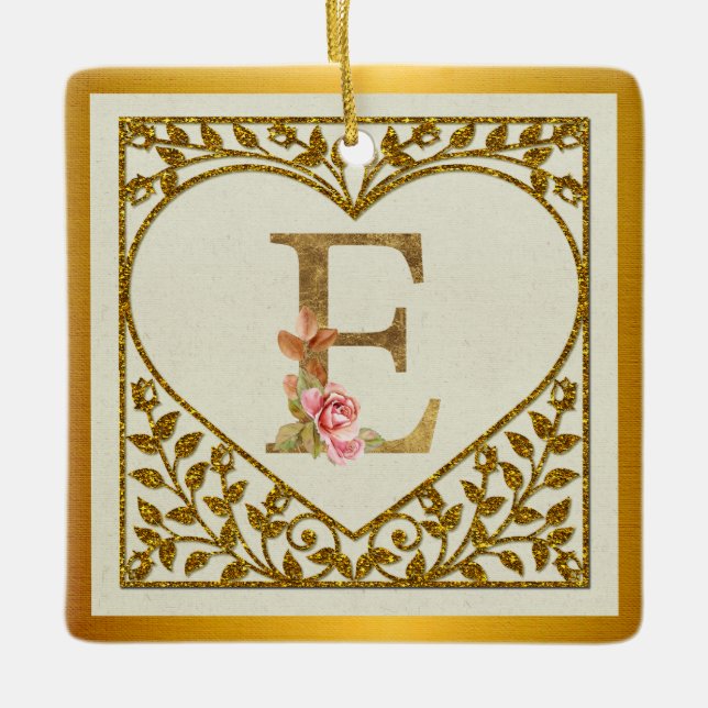 Personlig blommonogram, från A till Ö  Julgransprydnad Keramik (Framsida)