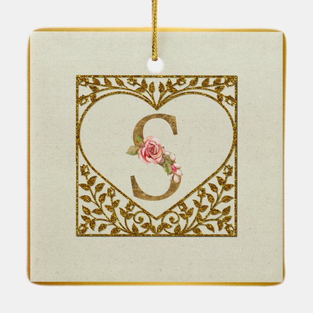 Personlig blommonogram, från A till Ö  Julgransprydnad Keramik (Baksida)