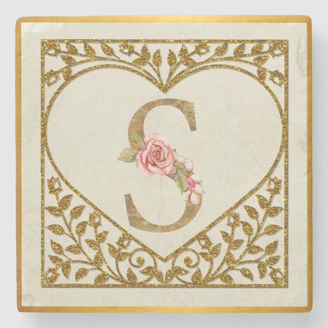 Personlig blommonogram, från A till Ö  Stenunderlägg (Framsidan)