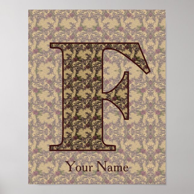Personlig blommonogram initial F Poster (Framsidan)
