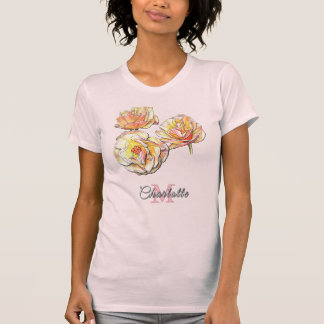 Personlig blommonogramkonst med handritade rosor t shirt