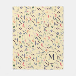 Personlig Blommönster Monogram Fleecefilt