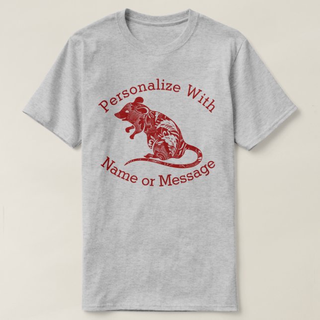 PERSONLIG Blommönster Råtta / mus T Shirt (Design framsida)