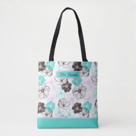 Personlig Blommönster Tote Bag Tygkasse