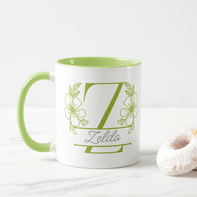 Personlig blommönstrad initialbokstav Z-mugg - spe Mugg (Med munk)