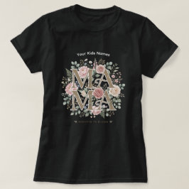 Personlig blomshirt för mamma med barnens namn t shirt