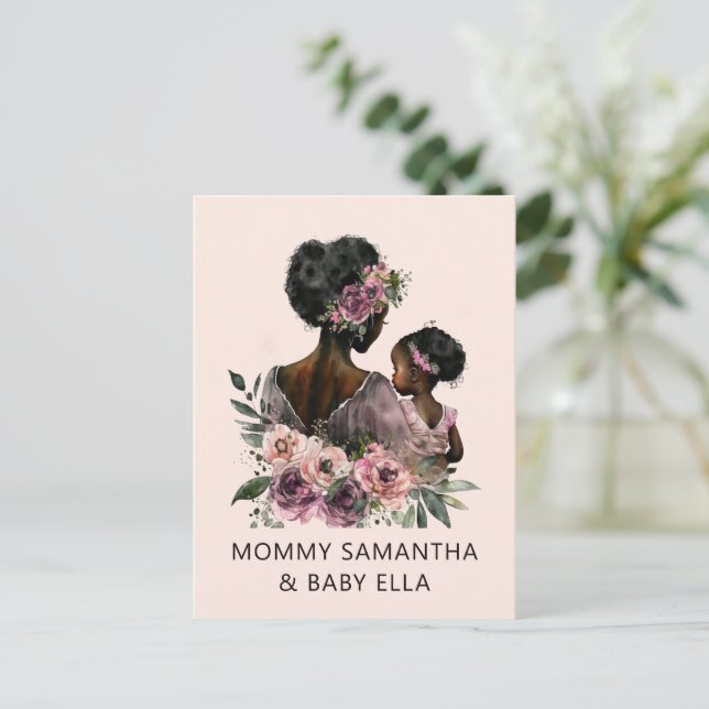 Personlig blomster Mammas och Bebis Vykort (Stående Fram)