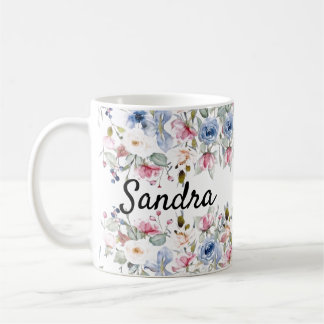 Personlig blomster namn anpassad akvarell blomma kaffemugg