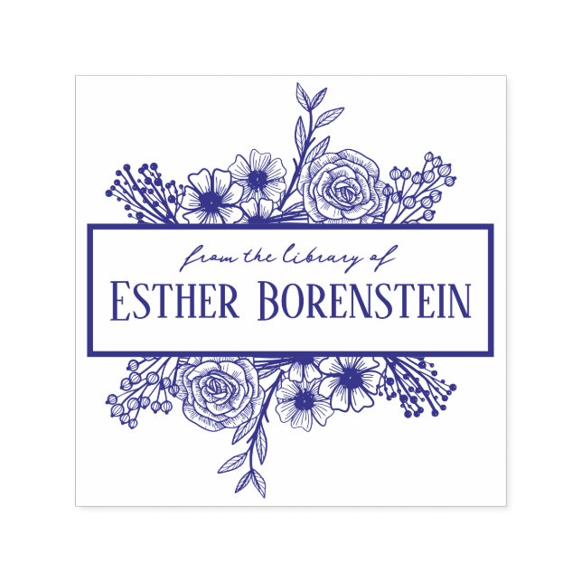 Personlig blomster Namn Bokstämpel Självfärgande Stämpel (Design)