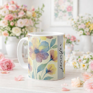 Personlig blomster namn _ Bröllopsdusch Kaffemugg