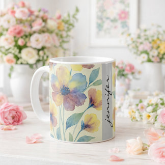 Personlig blomster namn _ Bröllopsdusch  Kaffemugg