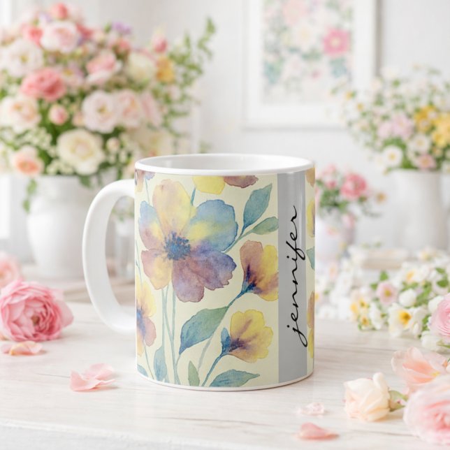 Personlig blomster namn _ Bröllopsdusch  Kaffemugg (Skapare uppladdad)