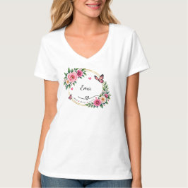 personlig blomster Namn Dam T-Shirt Elegant