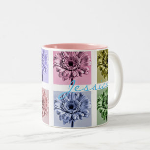 Personlig blomster Pop Art-mönster Två-Tonad Mugg