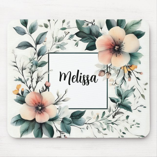 Personlig blomster ram, akvarell design musmatta (Framsidan)