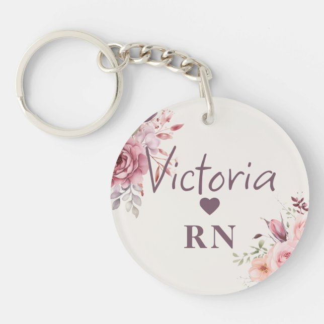 Personlig blomster-RN  | Anpassat namn och initial (Framsidan)