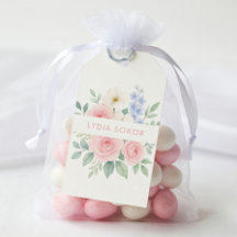 Personlig blomsterakvarellpresenttagg