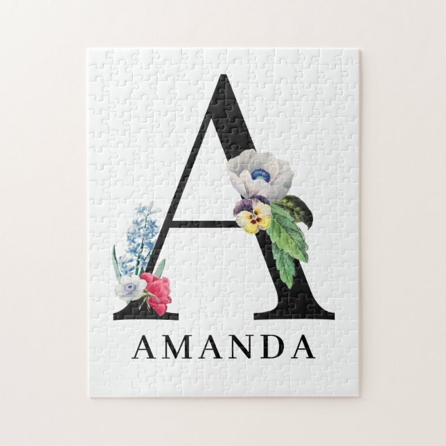 Personlig blomsteralfabet A monogram Pussel (Vertikal)