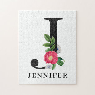 Personlig blomsteralfabet J monogram Pussel