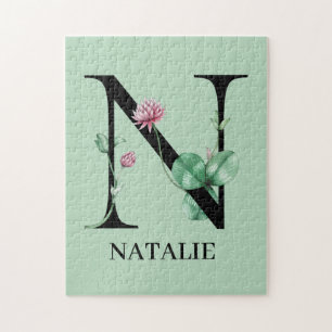 Personlig blomsteralfabet N monogram Pussel