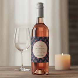 Personlig blomsterartad tack-vinsetikett vinflaska etikett