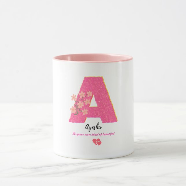 Personlig blomsterbokstav A-mugg /elegant monogram Mugg (Center)